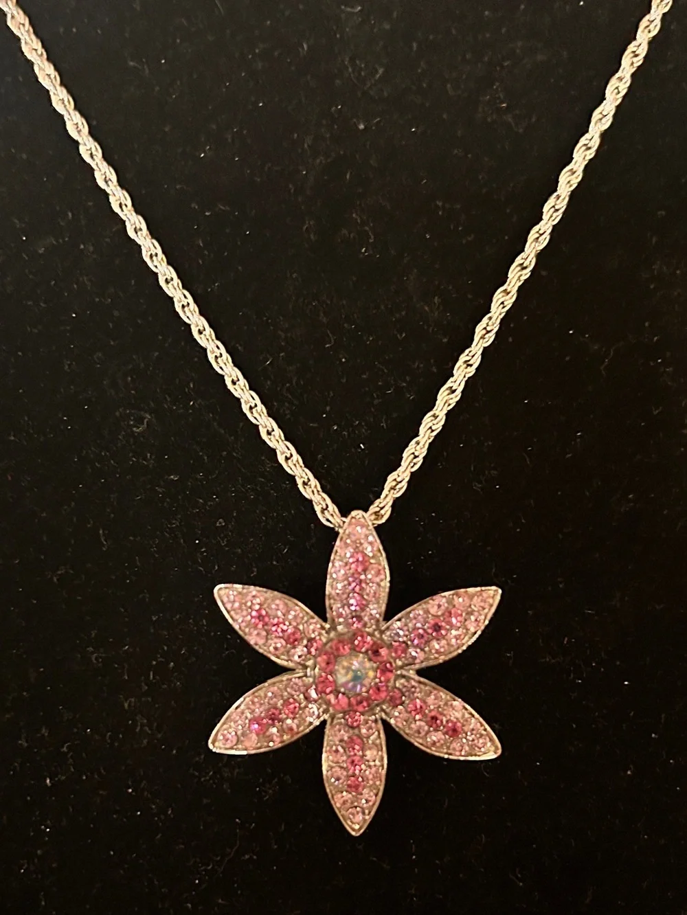 Cookie Lee Crystal Star Necklace with Adjustable 20 inch silver tone chain